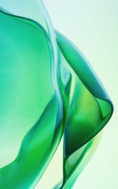 Flowing wave transparent glass cloth, 3d rendering.