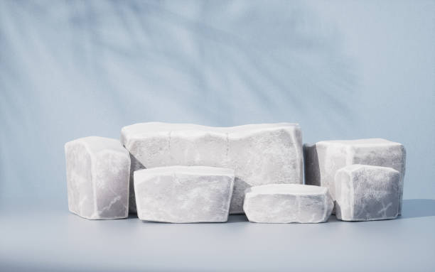 istock Rough stone stages, product show stand, 3d rendering. 1466539279