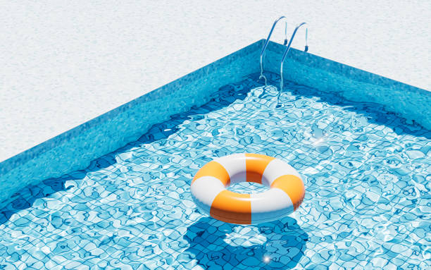 inflatable swimming ring, summer and swimming themes, 3d rendering. - themes imagens e fotografias de stock