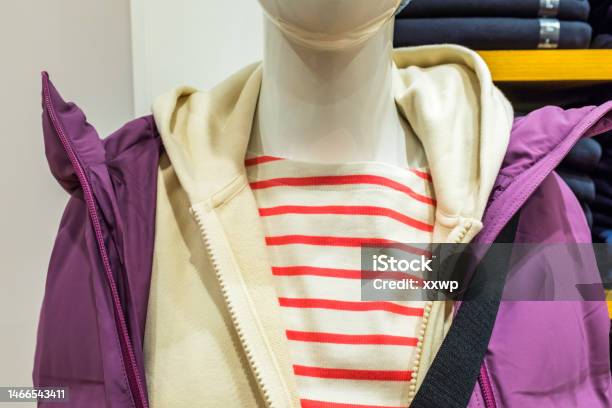 Feminine Casual Wear Sporty Sweaters And Coats On Mannequins Stock Photo - Download Image Now