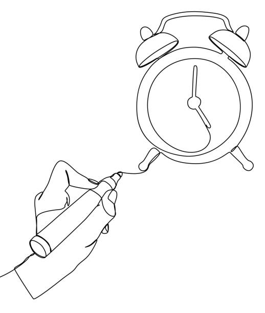 istock One continuous line of Alarm Clock drawn with a pencil, felt tip pen. Thin Line Illustration vector concept. Contour Drawing Creative ideas. 1466548562