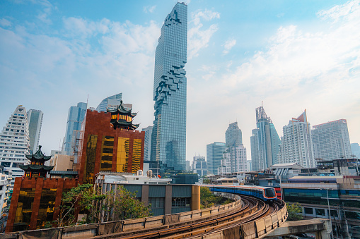 Dubai office building and train