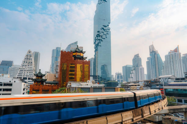istock Bangkok BTS Skytrain on the background of downtown 1466548599