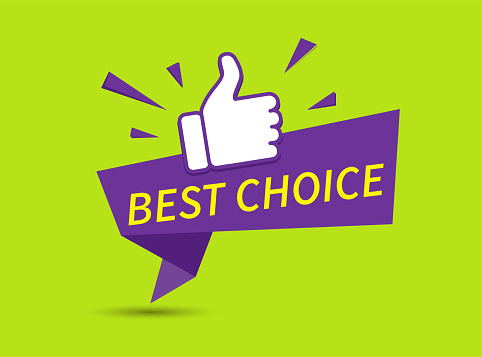 Best choice. Recommended Banner. Thumbs up icon. Vector illustration
