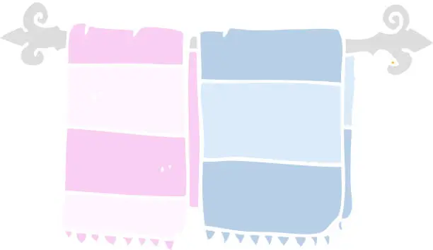 Vector illustration of flat color illustration of bathroom towels