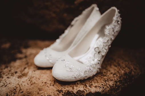 Wedding shoes with added lace