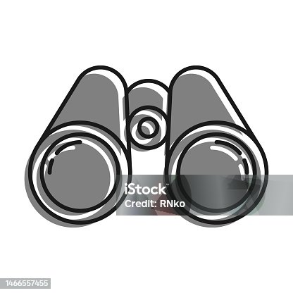 istock Linear filled with gray color icon, Binoculars Look Ahead. Search For Objects In Area. Simple black and white vector Isolated On white background 1466557455
