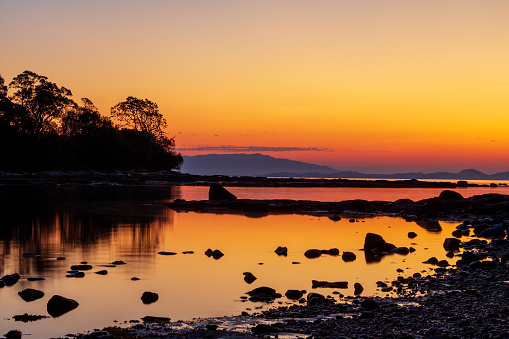 Unique sandstone formations along the shoreline of Hornby Island, a popular travel destination along the west coast of Canada.