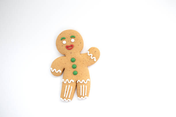 Gingerbread man christmas cookie on a white background.