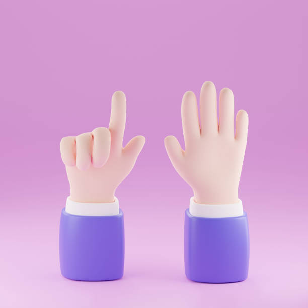 istock 3d render of hand with gesture icons isolated on pink background. 1466564929