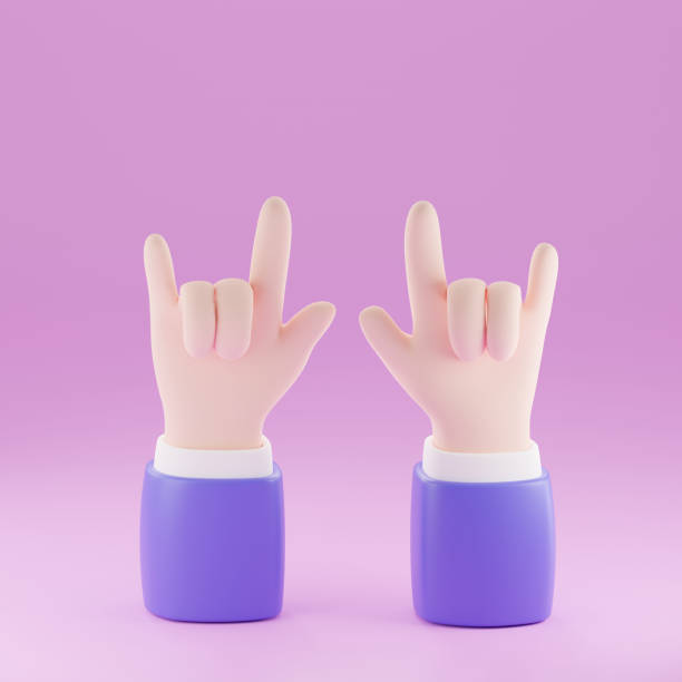 istock 3d render of hand with gesture icons isolated on pink background. 1466564931