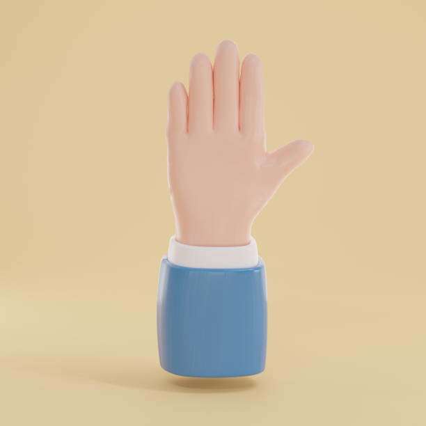 istock 3d render of hand with gesture icons isolated on yellow background. 1466564959