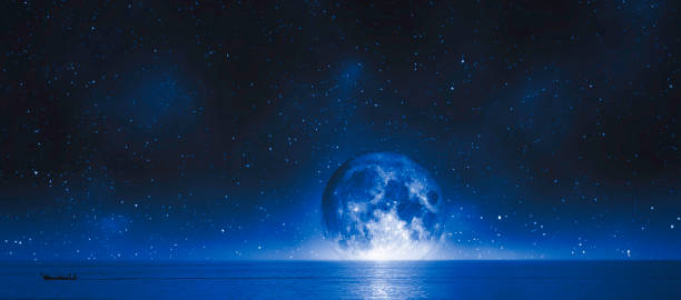 sea and full moon at nightscape .web banner sea and full moon at nightscape .web banner astrophotography stock pictures, royalty-free photos & images