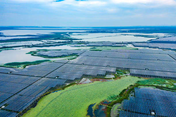 istock Aerial photography solar power generation equipment 1466565064