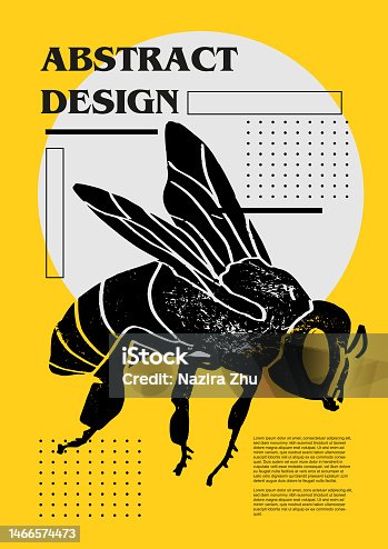 istock Bee. Vector poster with insects. Engraving illustrations and typography. Background images for cover, banner 1466574473