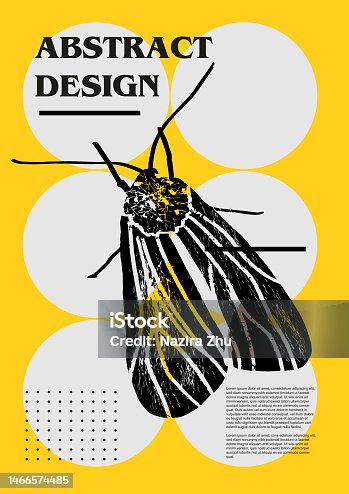 istock Clothes moth, mol, mole. Vector poster with insects. Engraving illustrations and typography. Background images for cover, banner 1466574485