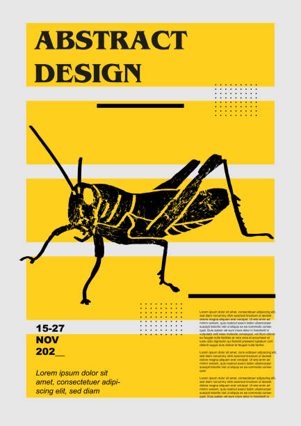 Grasshopper. Vector poster with insects. Engraving illustrations and typography. Background images for cover, banner Grasshopper. Vector poster with insects. Engraving illustrations and typography. Background images for cover, banner painted grasshopper stock illustrations