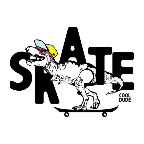 Vector illustration of Cartoon skater character illustration. Vector graphic for apparel prints, posters and other uses.