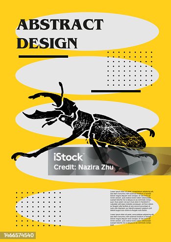 istock Stag beetle. Set of vector posters with insects. Engraving illustrations and typography. Background images for cover, banner 1466574540