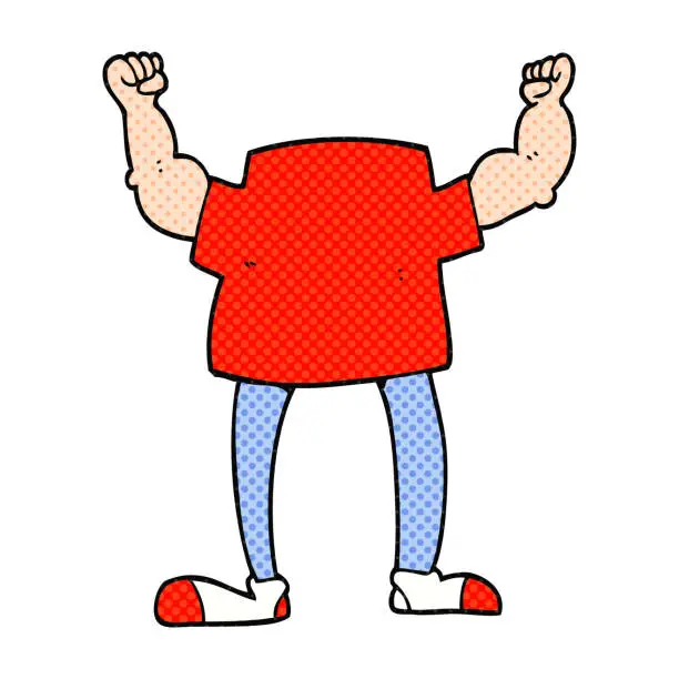 Vector illustration of freehand drawn cartoon headless man