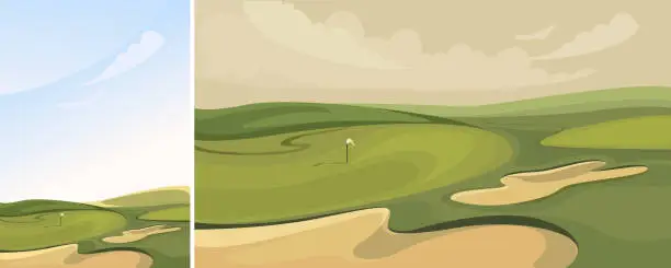 Vector illustration of Classic golf course.