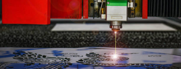 laser cut machine while cutting the sheet metal with the sparking light
