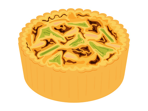 Vector illustration of one whole of French cuisine, quiche.