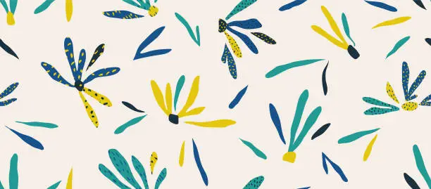 Vector illustration of simple floral abstract seamless pattern.