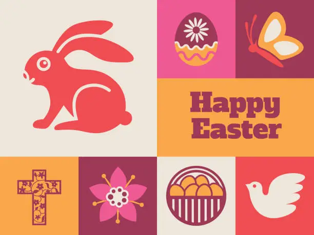 Vector illustration of Greeting Card fo Easter Holiday