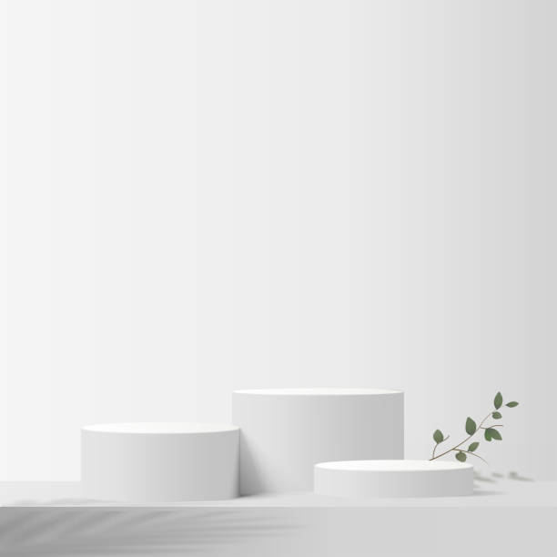 istock 3d gray color podium and minimal white color wall scene. 3d podium minimal abstract background. Vector 1466589070