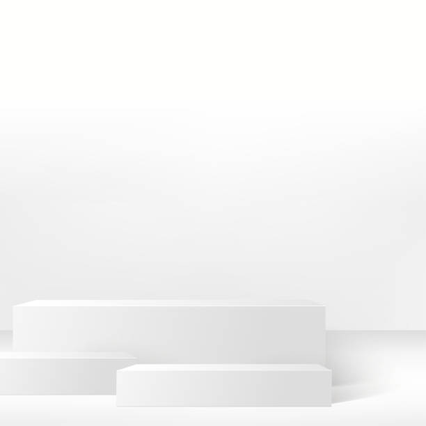 istock 3d gray color podium and minimal white color wall scene. 3d podium minimal abstract background. Vector 1466589225