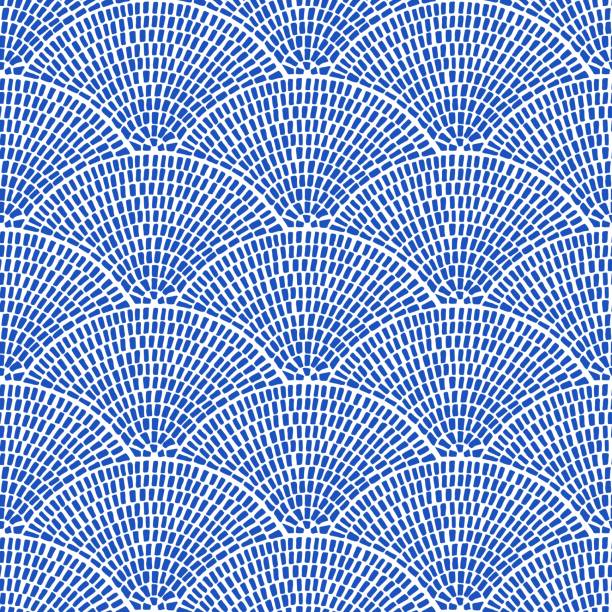 Seamless wavy pattern. seamless wavy pattern, blue and white mosaic print, vector illustration byzantine pattern stock illustrations