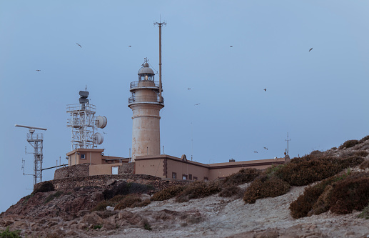 Lighthouse and coastline of the Favaritx area in Menorca, Spain