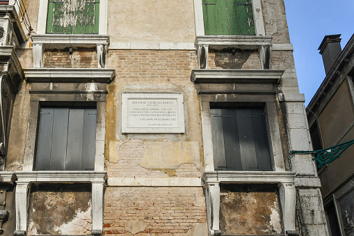 Venice, Veneto, Italy - 08 23 2022: Palazzo Bellavite is located in Campo San Maurizio square, San Marco sestiere.