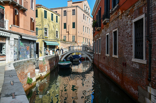 Venice, Veneto, Italy - 08 23 2022: Dorsoduro is one of the six sestieri of Venice.