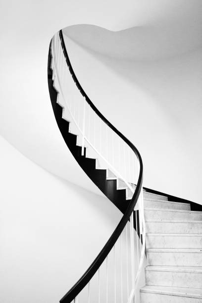 istock Spiral staircase details with beautiful curve and subtle shadow 1466605465