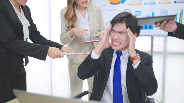istock Young asian businessman working feels furious stressed, having problems at work and angry upset 1466607094