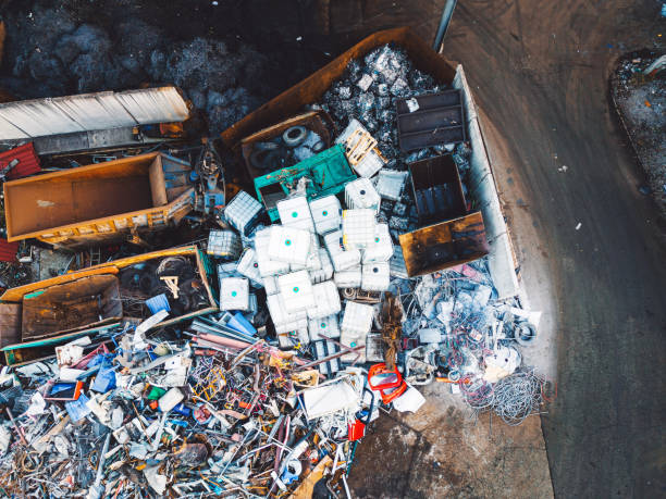 istock Top down view at piles of plastic and construction materials at the construction center 1466607832