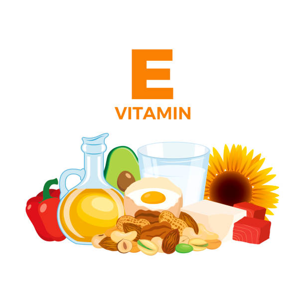 ilustrações, clipart, desenhos animados e ícones de vitamina e no vetor de ícone de alimentos - sunflower white background eggs symbol