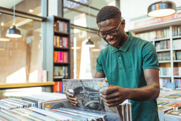 istock Vinyl records on sale 1466614131