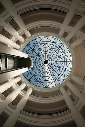 Detail swallow light modern building in Guatemala City, central america.