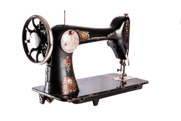 The old sewing machine on a white background latin america.