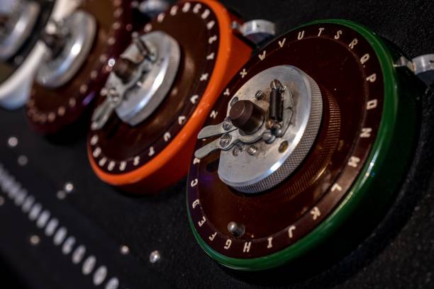 istock Dials from a World War 2 'Bombe' checking machine used to crack the German 'Enigma' codes 1466616555