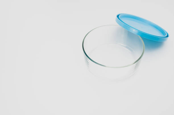 isolated empty glass bowl on a white background with space for text