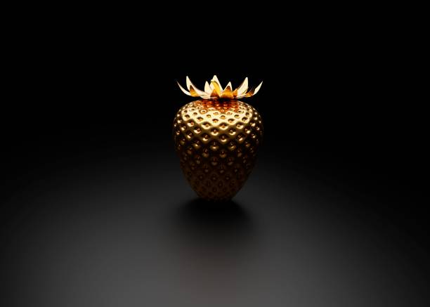 istock Golden strawberry on the dark background 1466617657