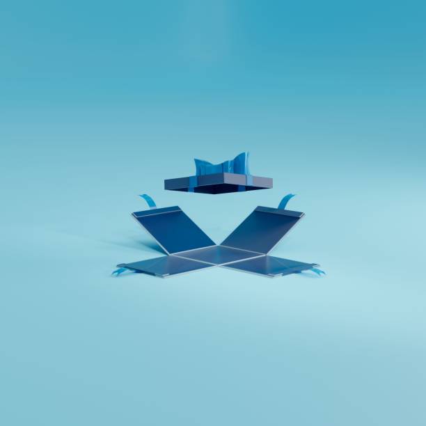 istock 3d render of blue gift box with a blue ribbon hovering on blue studio floor for a newborn boy 1466624741