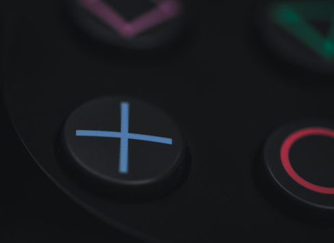 X Play Button Closeup Shot Of An X Button On A Game Controller Stock Photo - Download ...
