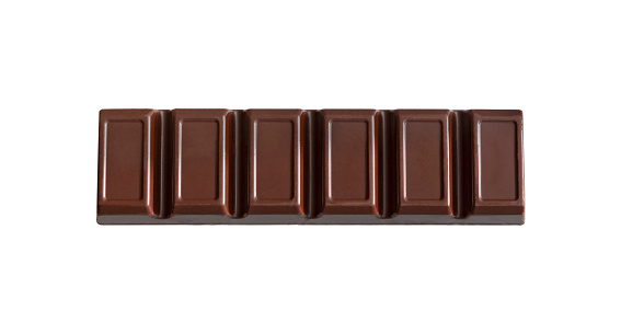 hocolate bar close-up. Dark chocolate bar isolated on white background.