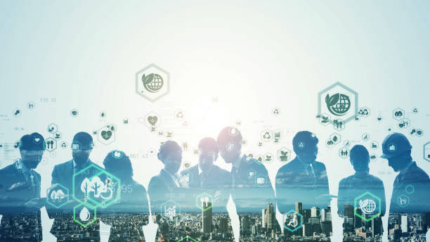 istock Environmental technology concept. Sustainable development goals. SDGs. Group of people. Human Resources. 1466629747