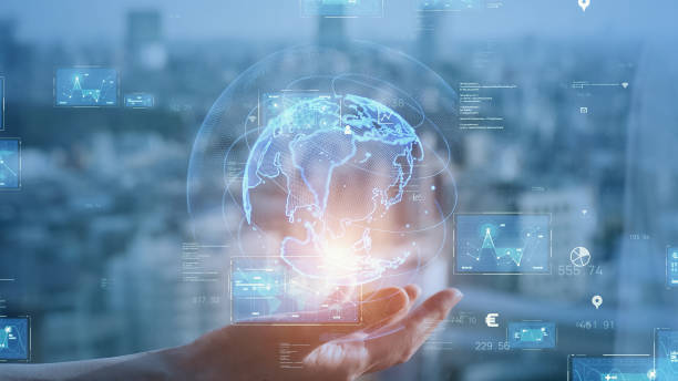 Global communication network concept. Worldwide business. IoT (Internet of Things) concept.
